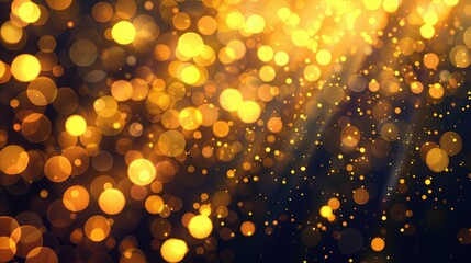 Canvas Print - Abstract yellow bokeh created from holiday lights on dark backdrop. Creative holiday theme, blurry bokeh, ideal for photo overlays.