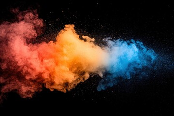 Wall Mural - Attract Smoke on Black Background, Smoke, Dust Explosion on Black Background, Copy Space...,  with generative ai