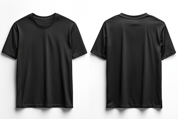 Black Tshirt Mockup Front and Back Isolated created with Generative AI