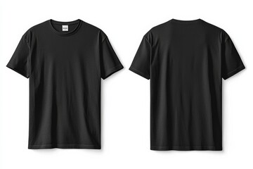 Black Tshirt Mockup Front and Back Isolated created with Generative AI