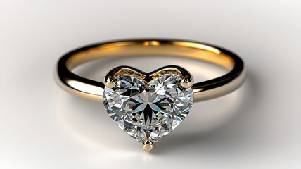 Stunning heart-shaped diamond ring with a gold band, perfect for engagements or special occasions.