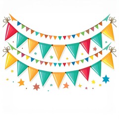 Wall Mural - flags banners banner bunting garlands illustration isolated on white