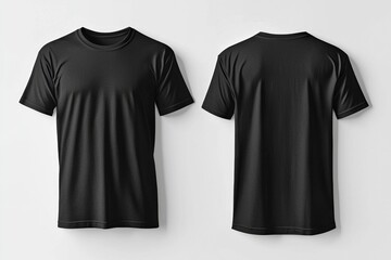 Black Tshirt Mockup Front and Back Isolated created with Generative AI