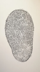 Canvas Print - Draw a fingerprint consisting of a map, a map of the city when viewed up close, a large fingerprint shape when viewed from a distance, very simple, modern style, drawn with a pen