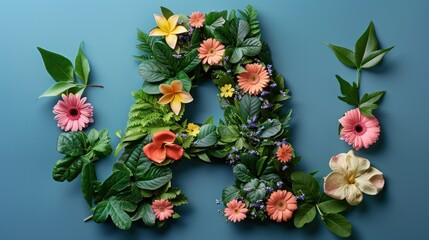 Wall Mural - Floral Letter A on Natural Background