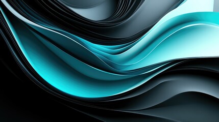 Wall Mural - Abstract blue and black waves, creating a dynamic and flowing pattern.