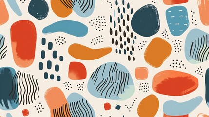 112. High-resolution seamless pattern with minimalistic organic shapes, illustrated in a clean and abstract manner, ideal for contemporary decor, textile prints, and branding purposes