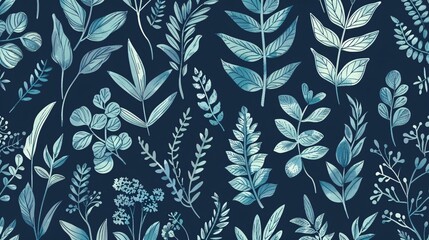 122. Detailed seamless pattern with adorable botanical doodles, hand-drawn in a vector style, ideal for creating lovely and whimsical designs for various applications like wallpaper and textiles