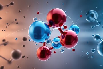 three dimensional molecular structures on an artistic abstract background