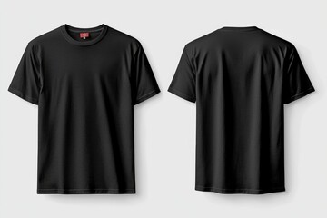 Black Tshirt Mockup Front and Back Isolated created with Generative AI