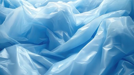 Wall Mural - Abstract blue fabric background with soft, wrinkled folds and a smooth, shiny surface.