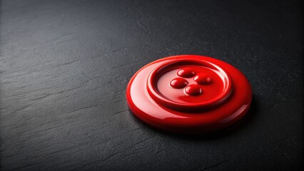 Wall Mural - Red melted button on black background, red, melted, button, black, background, technology, design, abstract, close-up