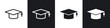 © iconic - Graduation cap line icon vector illustration set.