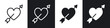 © iconic - Heart with arrow line icon vector illustration set.