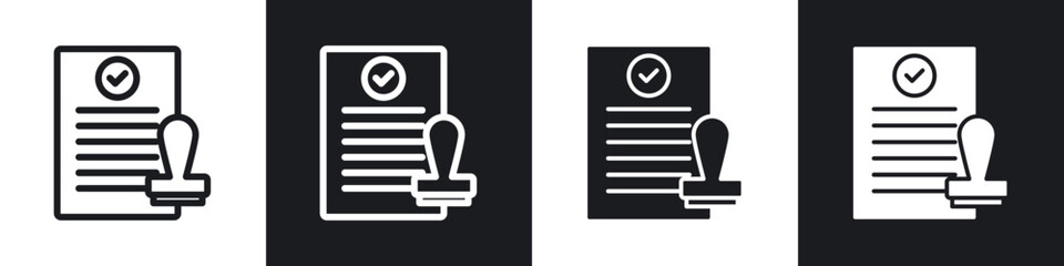 Poster - Permit line icon vector illustration set.