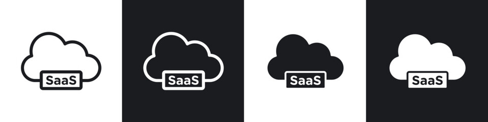 SaaS line icon vector illustration set.