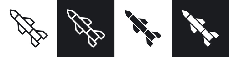 Wall Mural - Missile line icon vector illustration set.