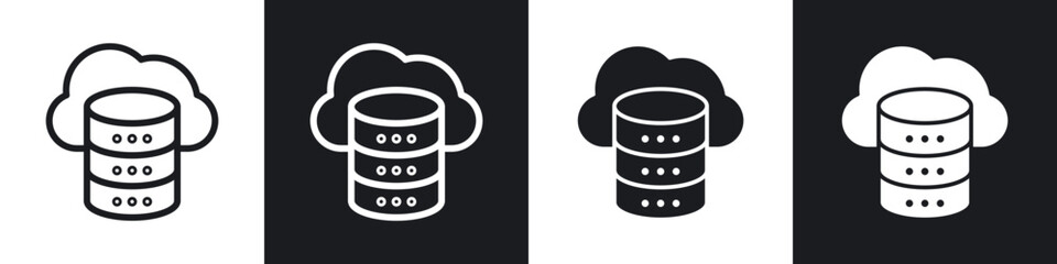 Wall Mural - Cloud database line icon vector illustration set.