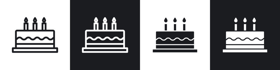 Wall Mural - Birthday cake line icon vector illustration set.