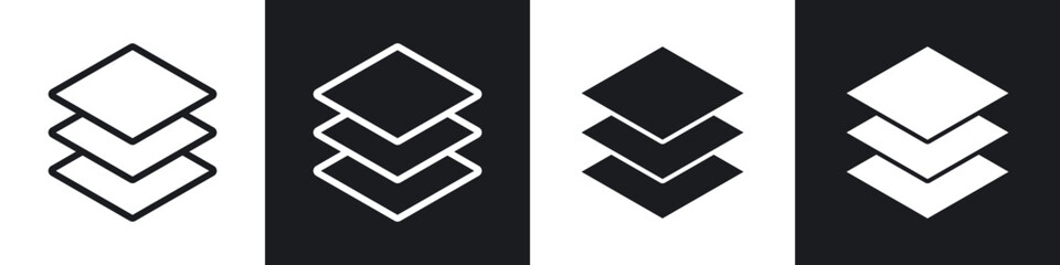 Layers line icon vector illustration set.