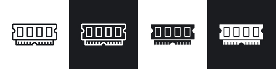 RAM memory line icon vector illustration set.