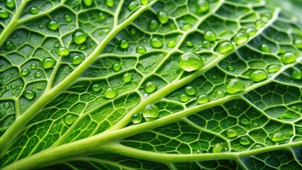 Close up of fresh green cabbage leaf with water droplets, cabbage, vegetable, fresh, green, organic, healthy, natural