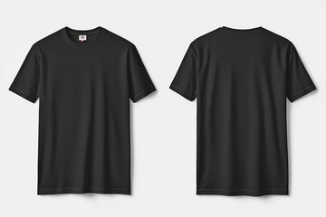 Black Tshirt Mockup Front and Back Isolated created with Generative AI