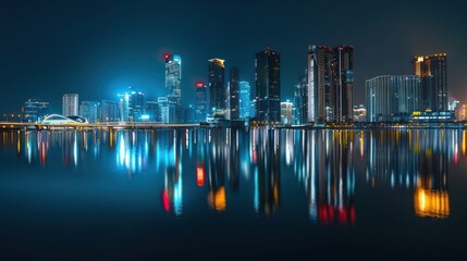 Sticker - Nighttime Cityscape with Reflections