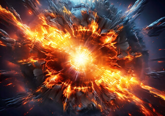 Wall Mural - Abstract fire ring on a dark background. 3d rendering, 3d illustration.