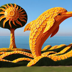 Wall Mural - Orange Dolphin