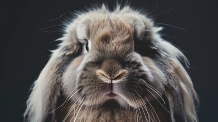 Sticker - Close-up Portrait of a Fluffy Lionhead Rabbit