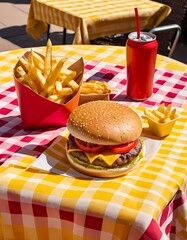 hamburger and fries