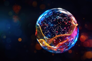 Poster - Colorful glass sphere with bubbles and bokeh