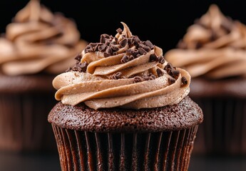 Sticker - Decadent chocolate cupcake with creamy frosting and chocolate chips