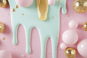 Poster - Pastel party decorations with balloons and glitter