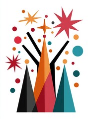 Poster - Vibrant abstract geometric shapes and stars