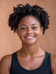 Wall Mural - smiling woman with curly hair