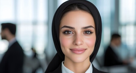 Poster - Elegant woman in black hijab