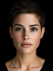 Poster - Captivating portrait of a young woman with striking features