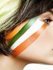 Poster - colorful face makeup with vibrant stripes