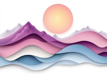 Wall Mural - Serene mountain landscape with vibrant sunset