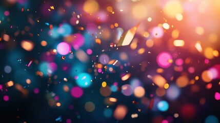 Blurred Background with Confetti and Bokeh Lights