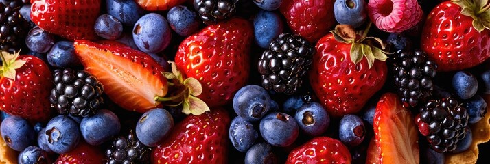 Canvas Print - Overhead View of a Homemade Berry Tart