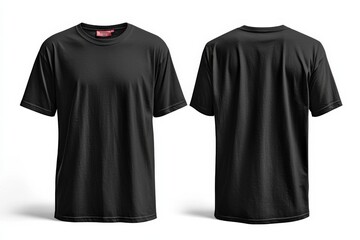 Black Tshirt Mockup Front and Back Isolated created with Generative AI