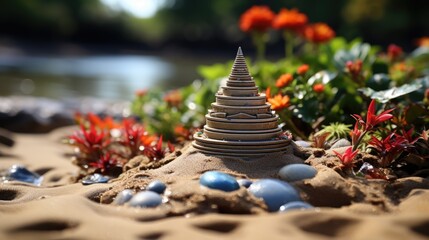 Poster - Close up sand zen garden background.  