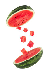 Wall Mural - Falling Watermelon, cutout, full depth of field.