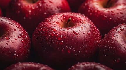 A close up of a red apple with a stem