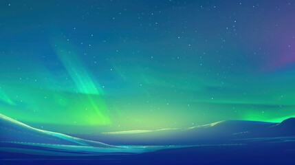 Poster - Aurora Borealis Over Snowy Landscape