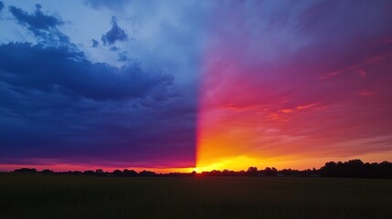 Canvas Print - Dramatic Sunset with a Divided Sky