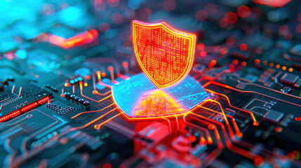 protect your data with a digital glowing shield that ensures personal information privacy and robust